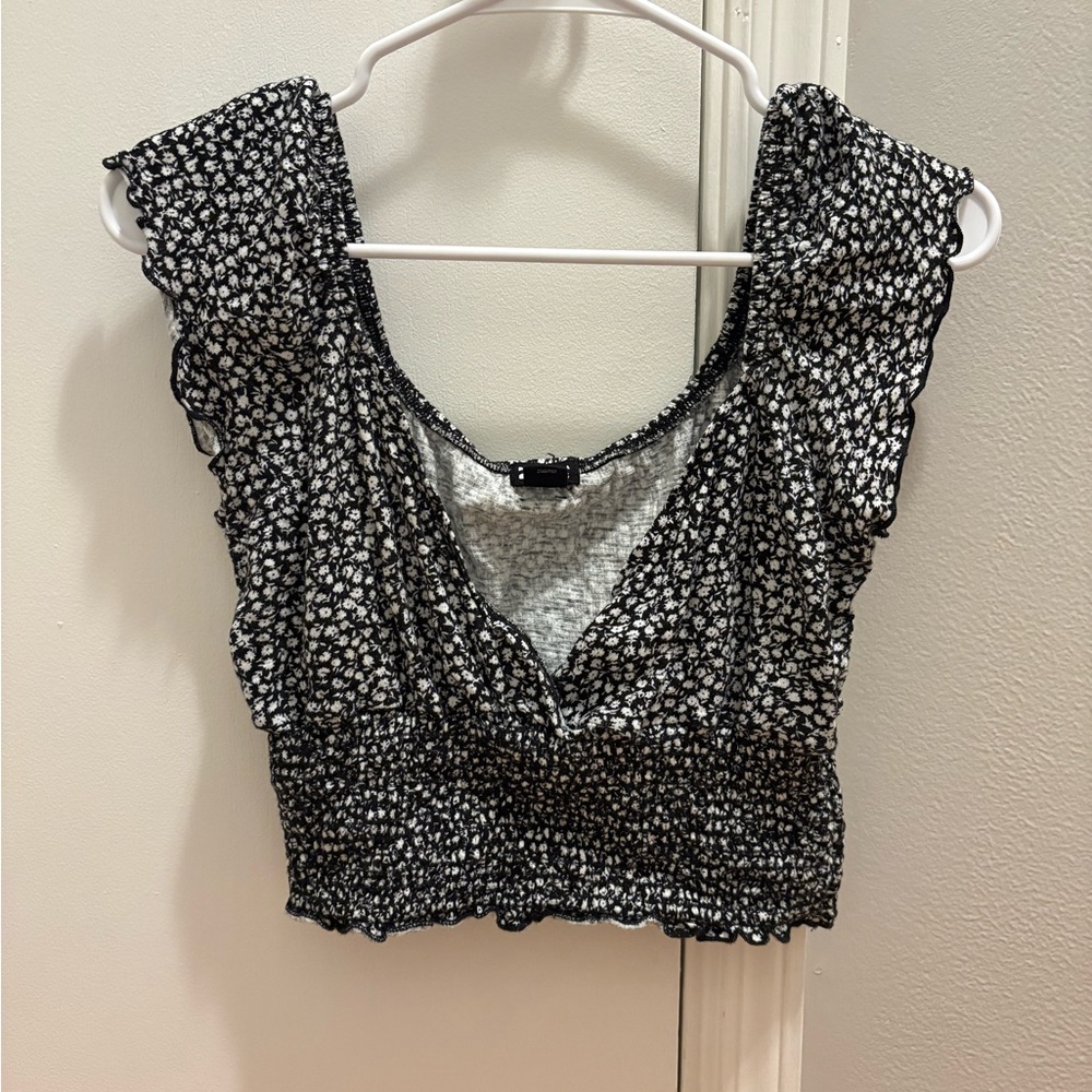 Billabong Black and White Floral Blouse